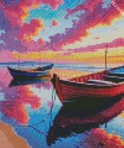 Boats On Beach Diamond Painting