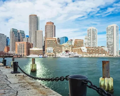 Boston Skyline In The Morning Diamond Painting