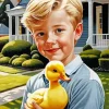 Boy And Duck Diamond Painting