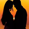 Boy And Girl Silhouette Sunset Diamond Painting