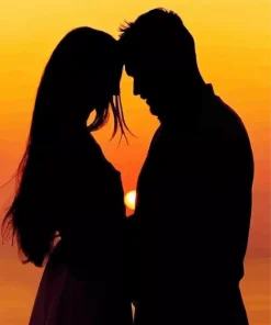 Boy And Girl Silhouette Sunset Diamond Painting