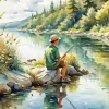 Boy Fishing Diamond Painting