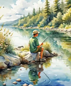 Boy Fishing Diamond Painting