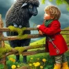 Boy With Sheep Diamond Painting