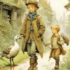 Boys With Goose Diamond Painting