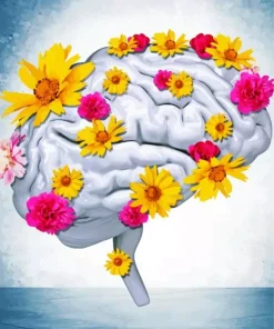 Brain With Flowers Diamond Painting