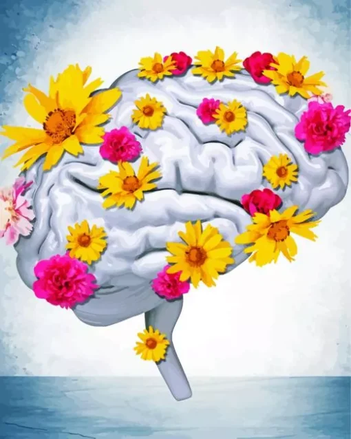 Brain With Flowers Diamond Painting