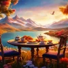 Breakfast in Mountains Diamond Painting
