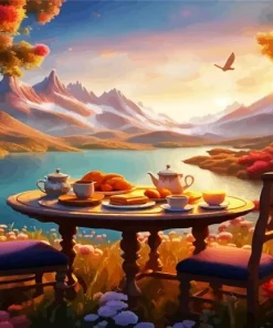 Breakfast in Mountains Diamond Painting