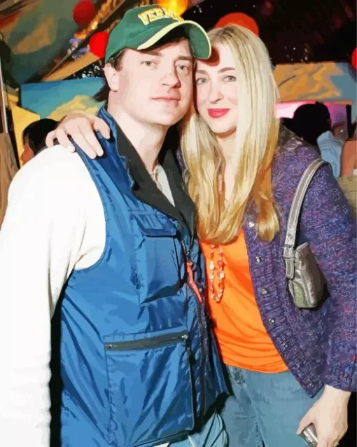 Brendan Fraser And His Wife Diamond Painting