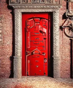 Brick Red Door Diamond Painting