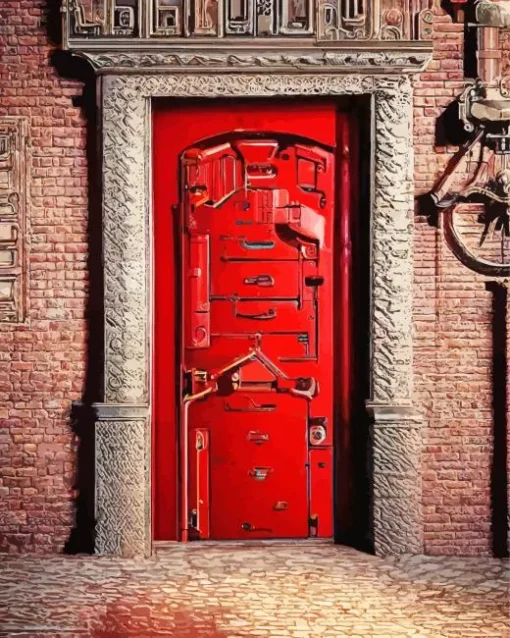 Brick Red Door Diamond Painting