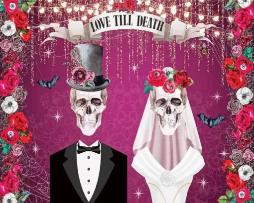 Bride And Groom Skulls Diamond Painting
