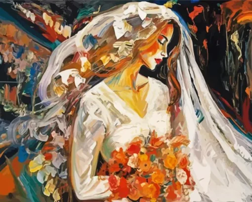 Bride Holding Flowers Art Diamond Painting