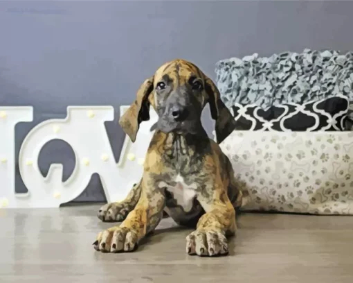 Brindle Dane Puppy Diamond Painting