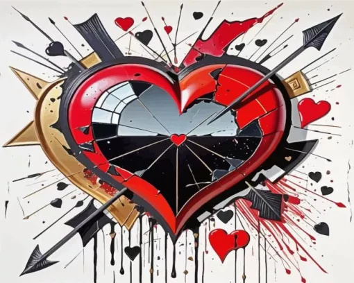 Broken Heart With Arrow Diamond Painting