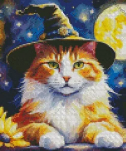 Cat Witch And Candle Diamond Painting