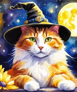 Cat Witch And Candle Diamond Painting