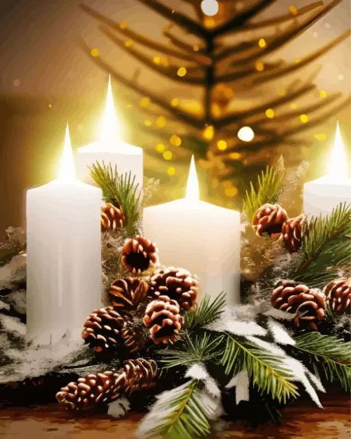 Christmas Candles Diamond Painting