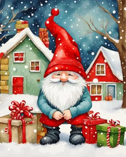 Christmas Gnome Art Diamond Painting