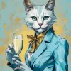 Classy Drinking Cat Diamond Painting