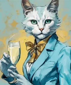 Classy Drinking Cat Diamond Painting