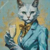 Classy Drinking Cat Diamond Painting