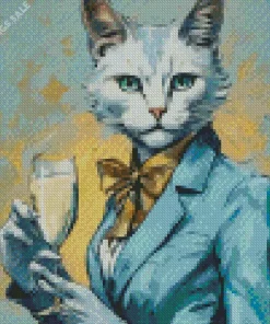 Classy Drinking Cat Diamond Painting