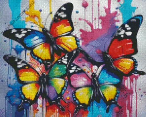Colorful Butterflies Splash Diamond Painting