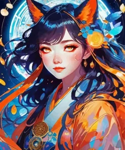 Cool Female Kitsune Art Diamond Painting