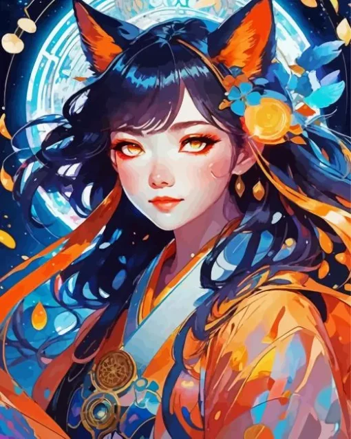 Cool Female Kitsune Art Diamond Painting