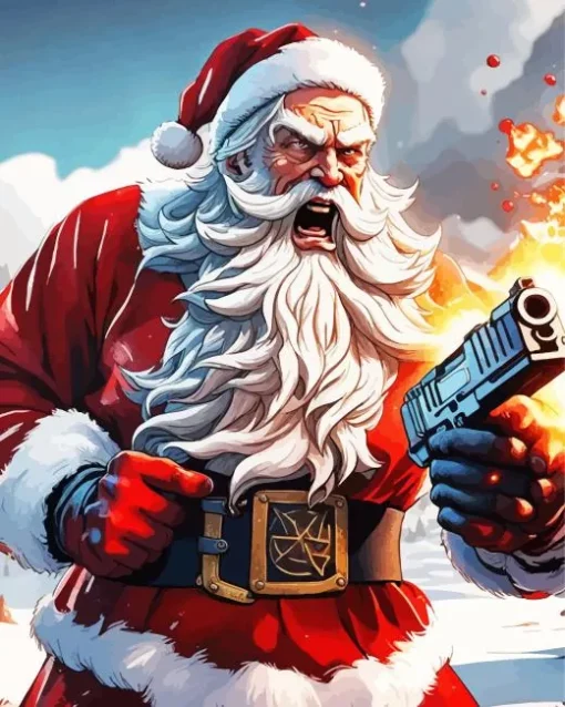 Cool Fighting Santa Art Diamond Painting