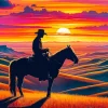 Cowboy Riding Into Sunset Diamond Painting