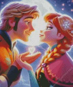 Cute Kristoff and Anna Diamond Painting