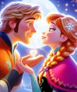 Cute Kristoff and Anna Diamond Painting