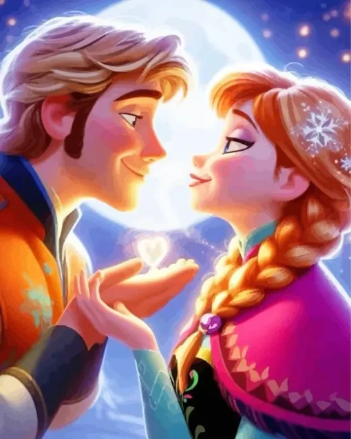 Cute Kristoff and Anna Diamond Painting
