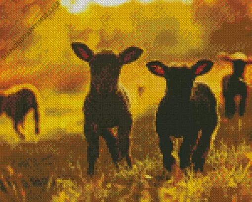Cute Black Sheeps Diamond Painting