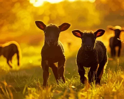 Cute Black Sheeps Diamond Painting