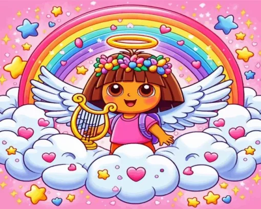 Cute Dora With Wings Diamond Painting