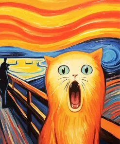 Cute Edvard Munch Cat Diamond Painting