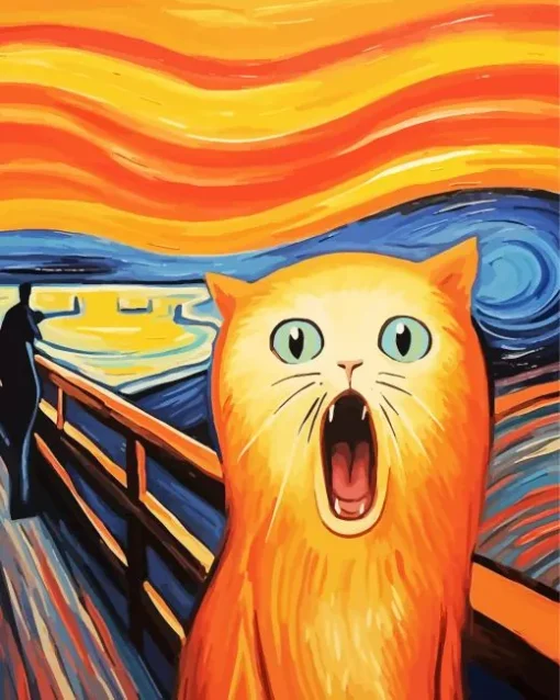 Cute Edvard Munch Cat Diamond Painting