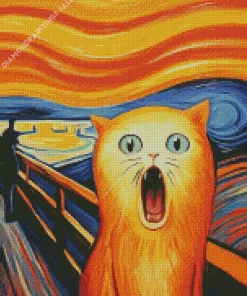 Cute Edvard Munch Cat Diamond Painting