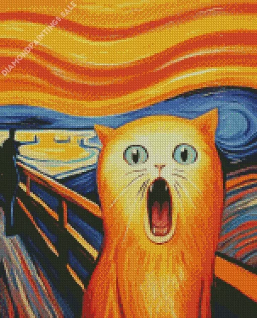 Cute Edvard Munch Cat Diamond Painting