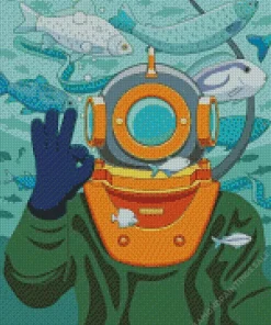 Diver Illustration Diamond Painting