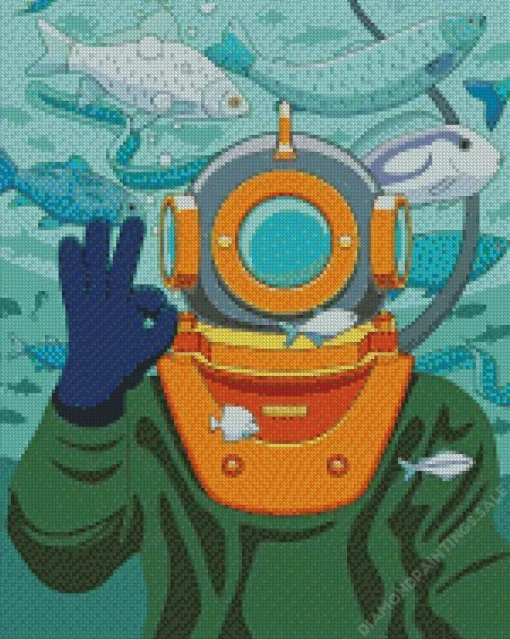 Diver Illustration Diamond Painting