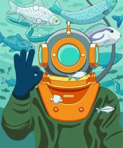 Diver Illustration Diamond Painting