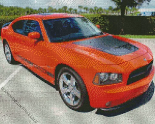 Dodge Charger Daytona Orange Diamond Painting