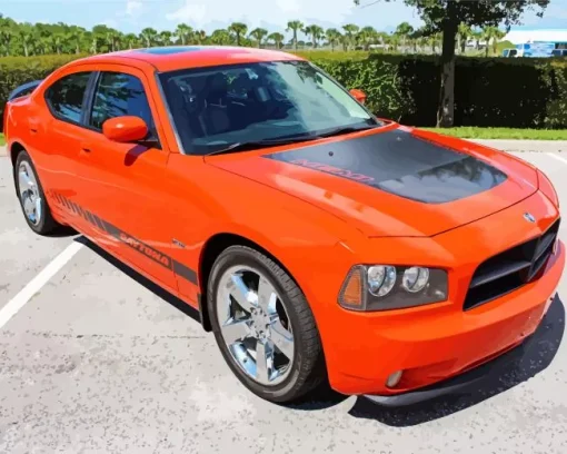 Dodge Charger Daytona Orange Diamond Painting