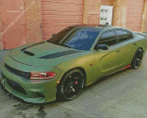 Dodge Charger Green Diamond Painting
