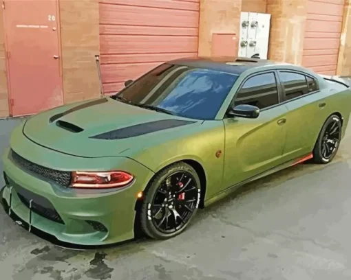 Dodge Charger Green Diamond Painting